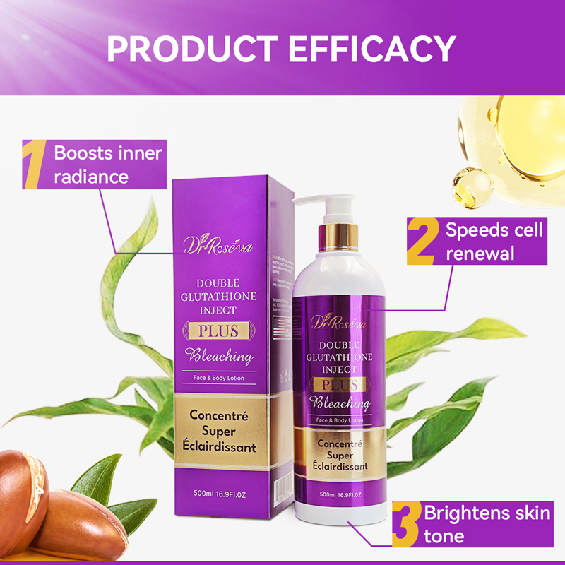 Double Glutathione Face and Body Lotion, Concentrated Super Brightening, 500ml