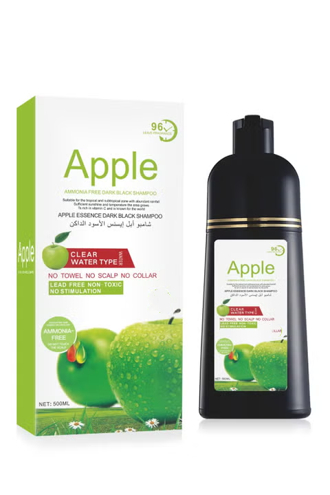 Apple Hair Dye, Ammonia-Free Natural Organic Black Hair Dye Cream Shampoo 500 ml
