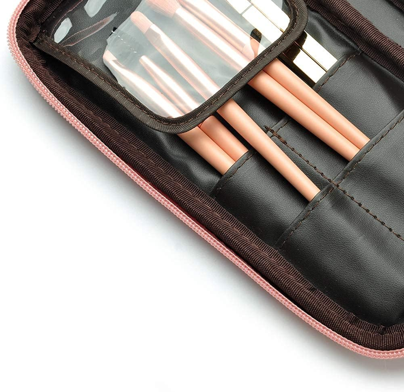 7-Pack Makeup Brushes, Portable Makeup Brush Storage Bag, (Pink)