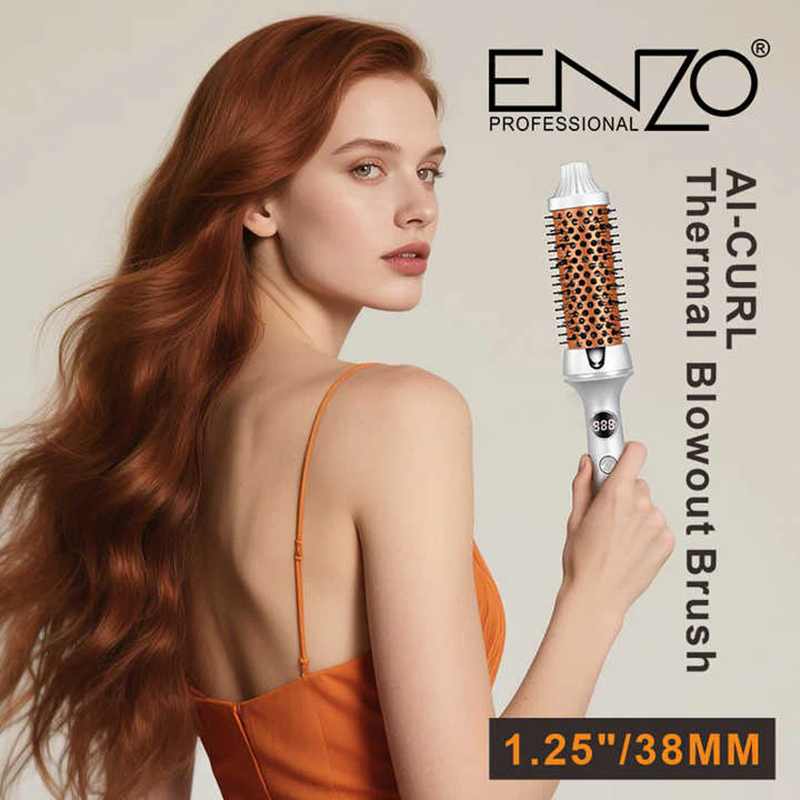 ENZO Rotating Hot Curling Brush, Fast Heating Hair Styling Tool EN-2230