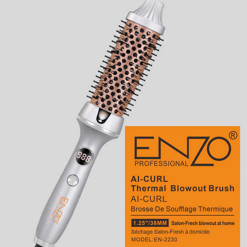 ENZO Rotating Hot Curling Brush, Fast Heating Hair Styling Tool EN-2230