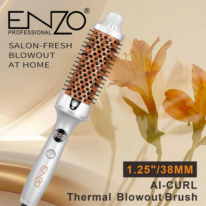ENZO Rotating Hot Curling Brush, Fast Heating Hair Styling Tool EN-2230