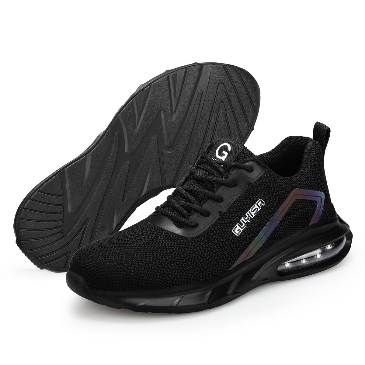 GUYISA Safety Shoes - Steel Toe Puncture Resistant Work Shoes - Black