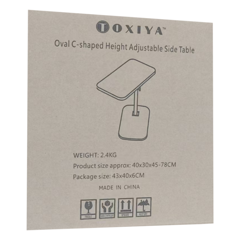 TOXIYA Coffee Side Table C Shape Adjustable, 360 Rotating Top Side Table