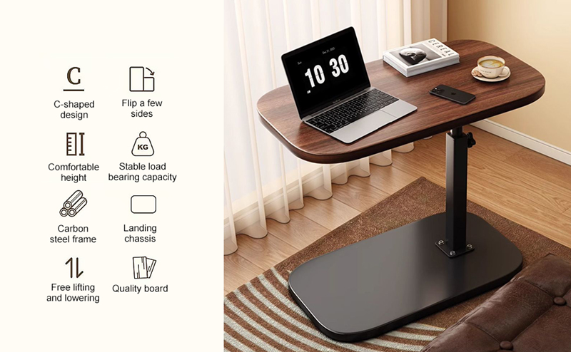 TOXIYA Coffee Side Table C Shape Adjustable, 360 Rotating Top Side Table