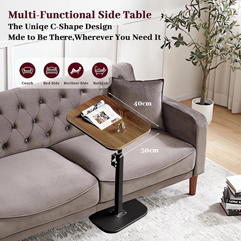 TOXIYA Coffee Side Table C Shape Adjustable, 360 Rotating Top Side Table