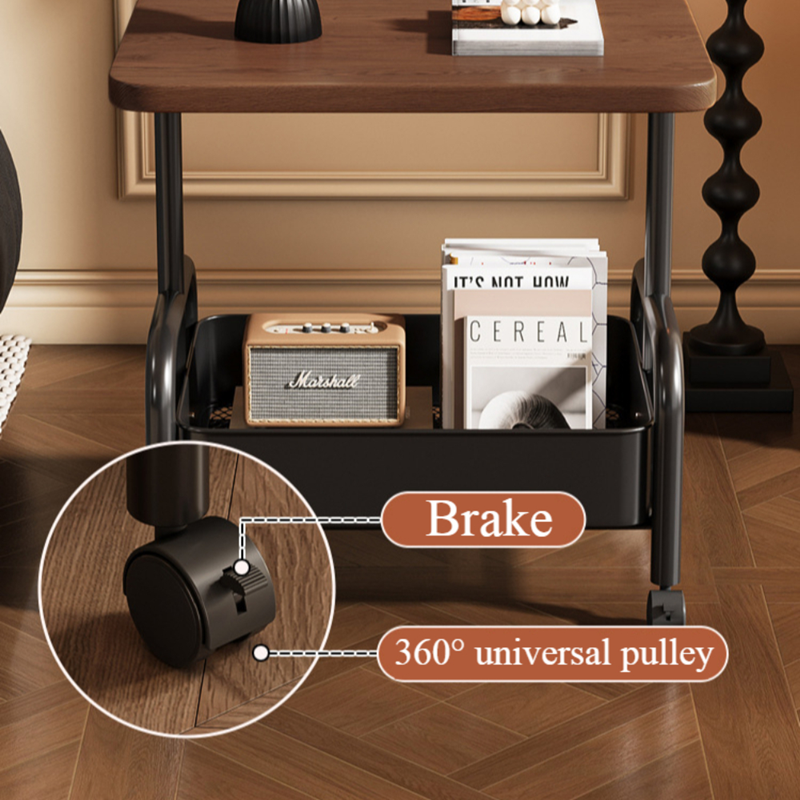 TOXIYA Multifunctional 2-Tier Roller Side Table, Metal Frame Coffee Table