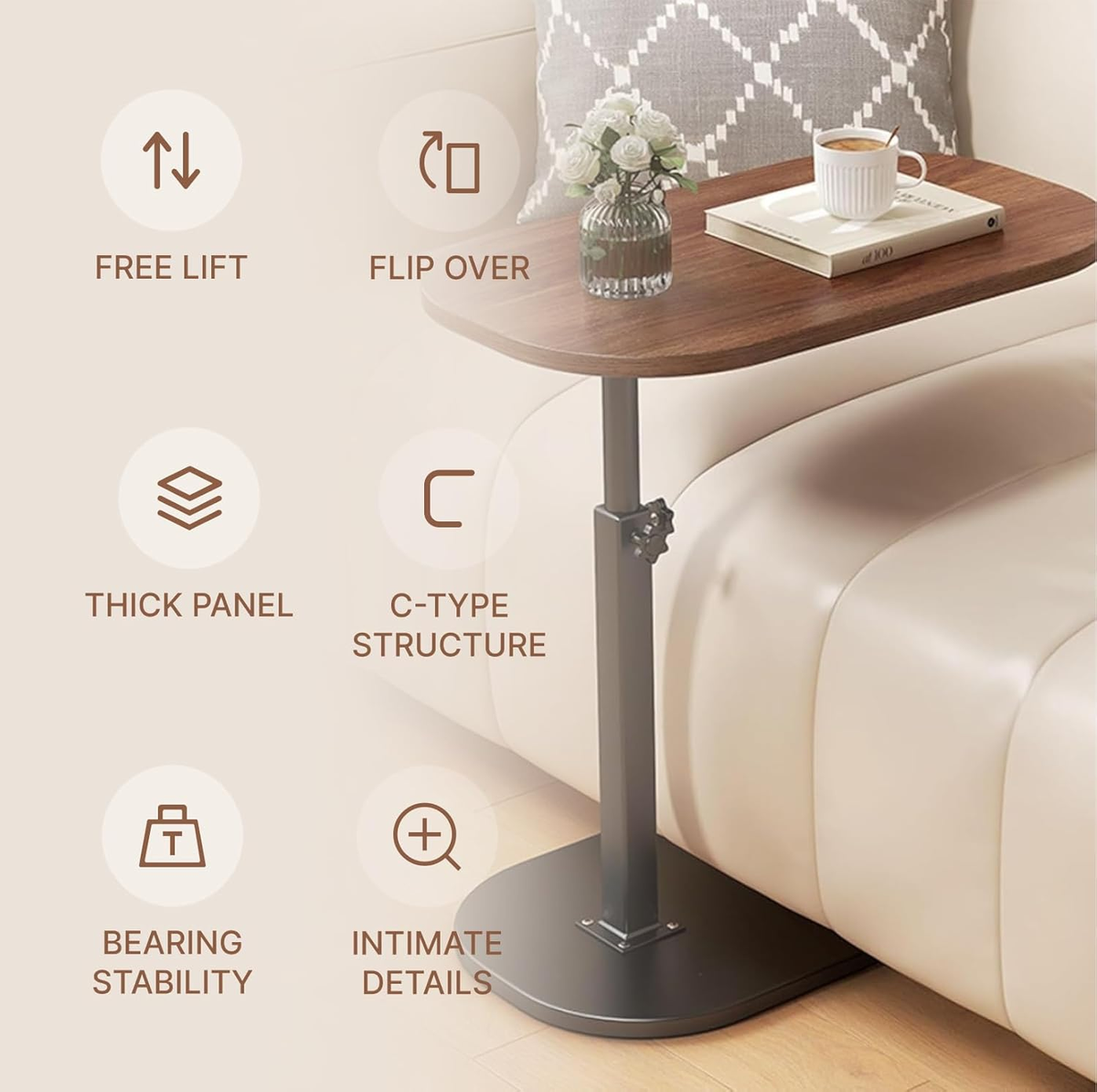 TOXIYA Multifunctional Large Desktop C-Shaped Laptop Stand & Coffee Table