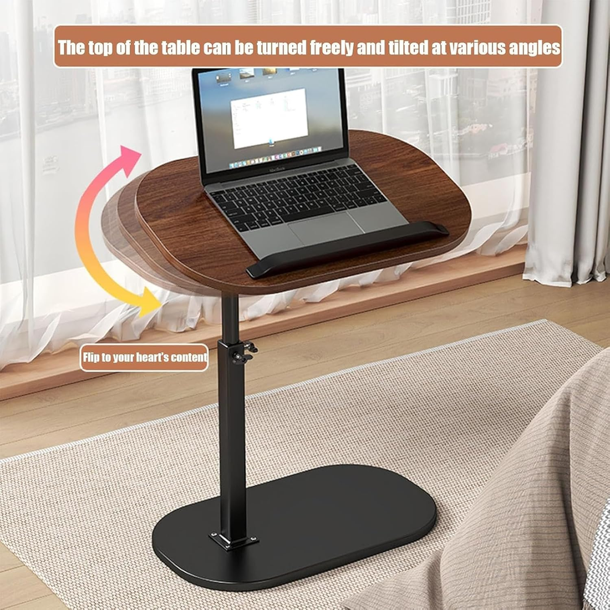 TOXIYA Multifunctional Large Desktop C-Shaped Laptop Stand & Coffee Table