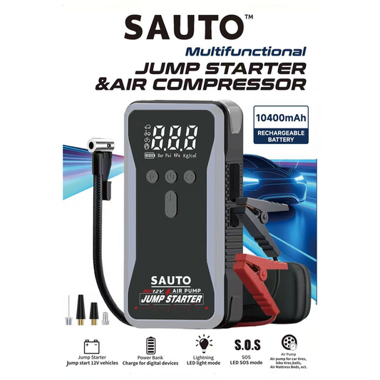 Sauto Smart Jump Starter and Air Compressor with Led Light 10400mAh