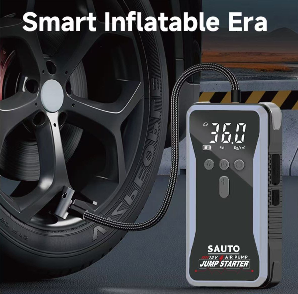 Sauto Smart Jump Starter and Air Compressor with Led Light 10400mAh