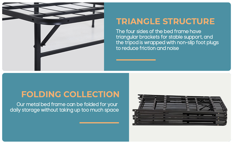 HOMEPOLA easy to assemble, sturdy & durable foldable metal bed frame only