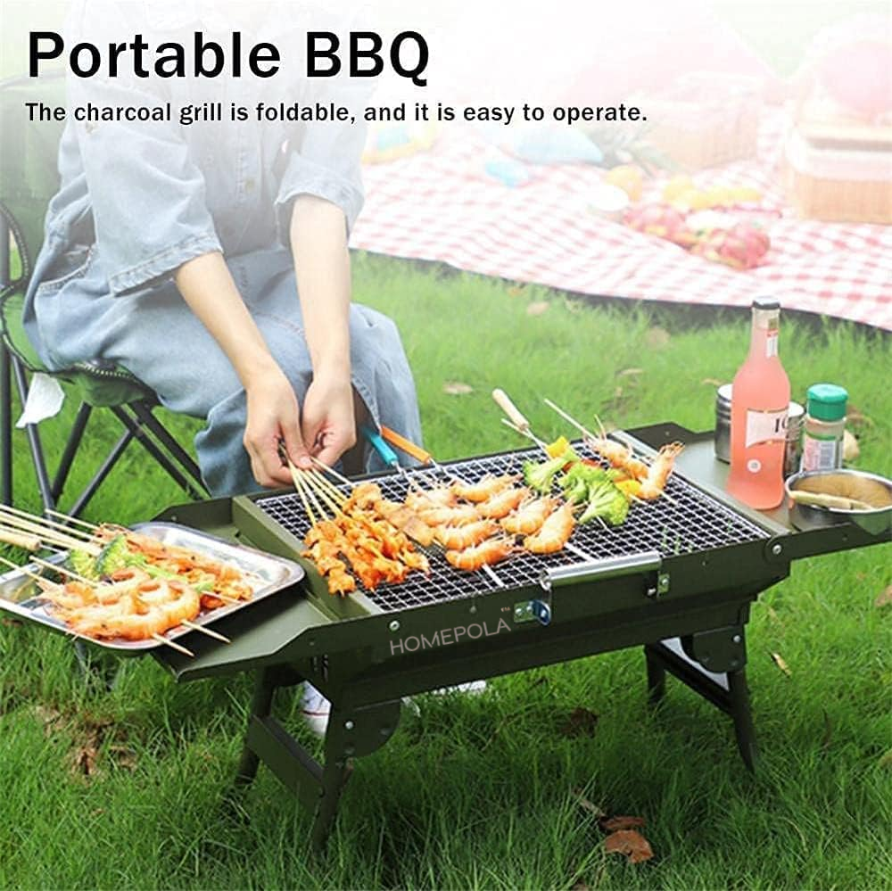 HOMEPOLA Foldable Portable Charcoal Grill, Stainless Steel Grill