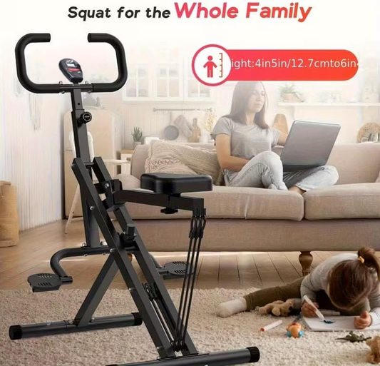 SPORTS Multi-functional Foldable and Adjustable Squat Machine. Equipped with resistance bands, it can be used for cardio, glute, thigh, and full-body core muscle training.