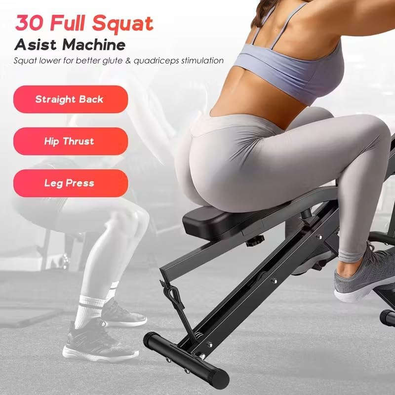 SPORTS Multi-functional Foldable and Adjustable Squat Machine. Equipped with resistance bands, it can be used for cardio, glute, thigh, and full-body core muscle training.