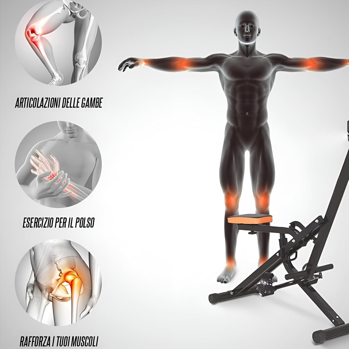 SPORTS Multi-functional Foldable and Adjustable Squat Machine. Equipped with resistance bands, it can be used for cardio, glute, thigh, and full-body core muscle training.
