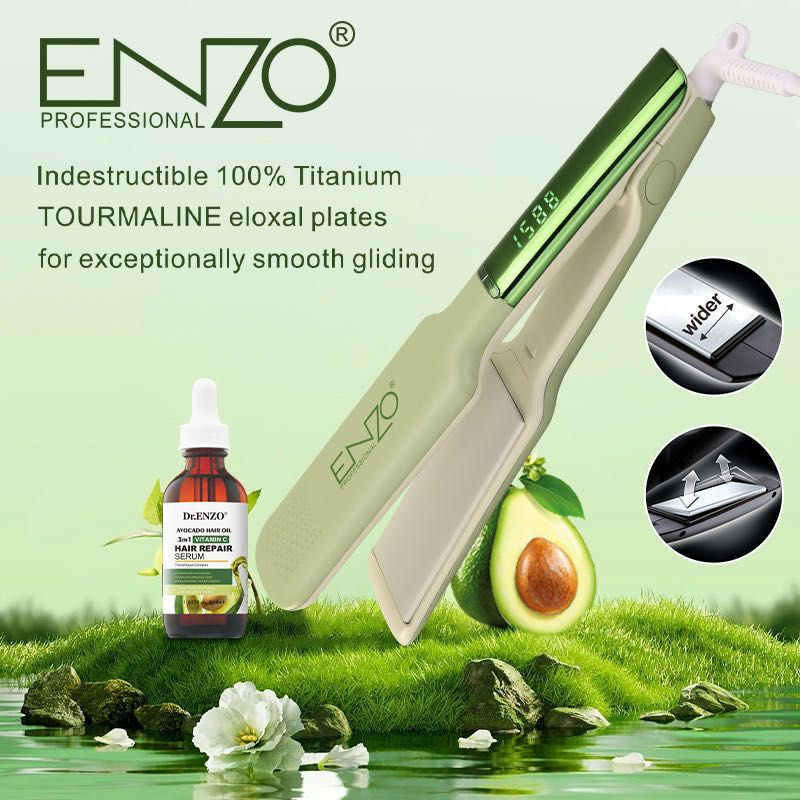 ENZO Multi-functional Professional 2-in-1 Wide Plate Hair Straightener, Model EN-3220