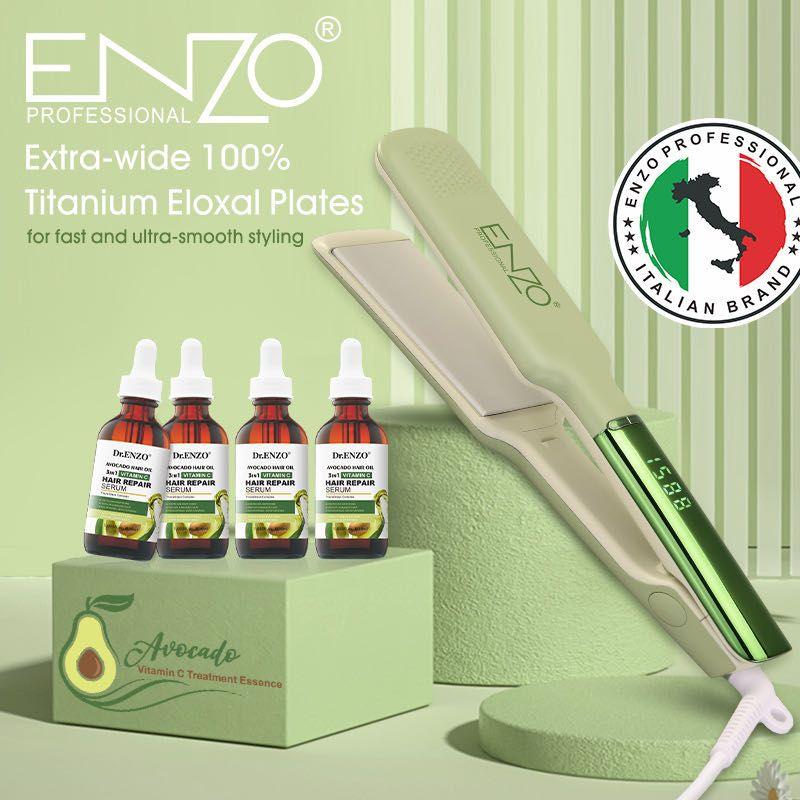 ENZO Multi-functional Professional 2-in-1 Wide Plate Hair Straightener, Model EN-3220