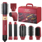 ENZO 8-in-1 Detachable Electric Hot Air Comb Set, Model EN-6223, Red