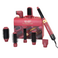 ENZO 8-in-1 Detachable Electric Hot Air Comb Set, Model EN-6223, Red