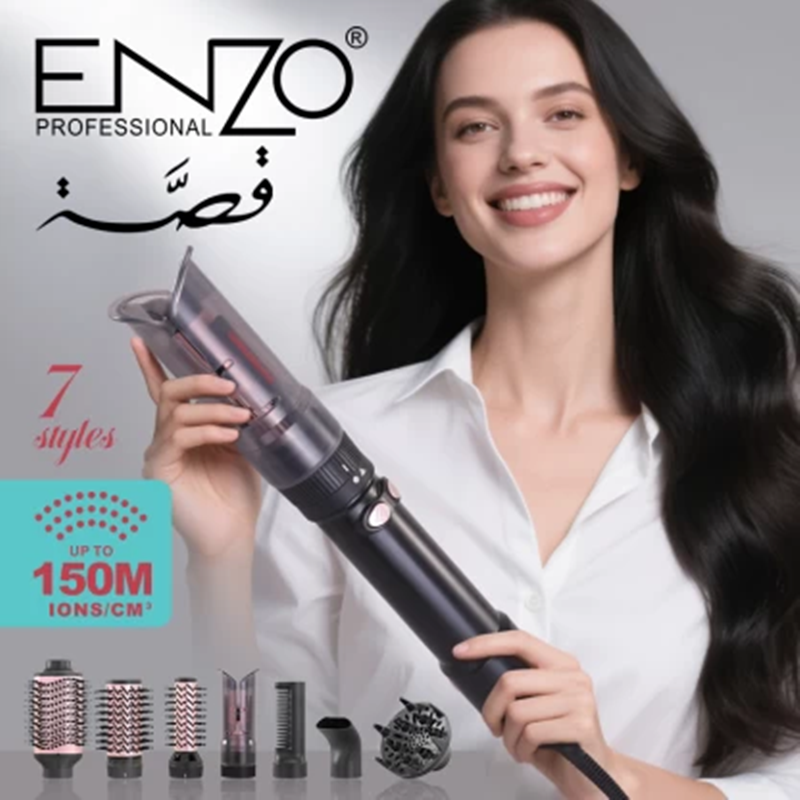 ENZO EN-760 Genuine Leather Hair Dryer and Straightener Set - Professional Multi-functional Styling Tool  Color: Black