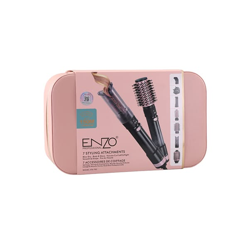ENZO EN-760 Genuine Leather Hair Dryer and Straightener Set - Professional Multi-functional Styling Tool  Color: Black