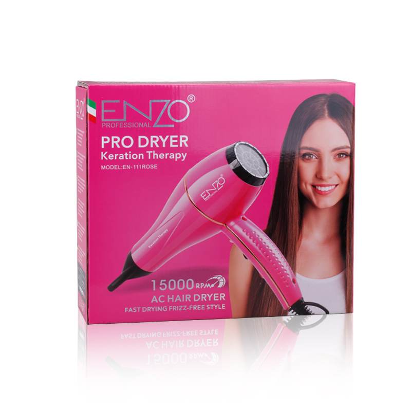 Enzo EN-111ROSE, Professional High-Power Quick-Dry Hair Dryer, Red