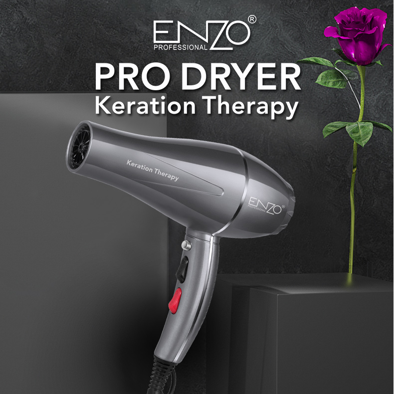 Enzo EN-111GRAY Professional High-Power Quick-Dry Hair Dryer, Gray