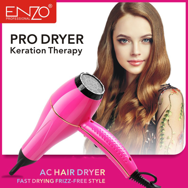 Enzo EN-111ROSE, Professional High-Power Quick-Dry Hair Dryer, Red