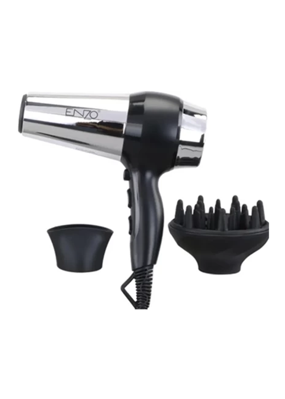 ENZO EN-8896 High-Power Hair Dryer (8000 Watts, Black and Silver)