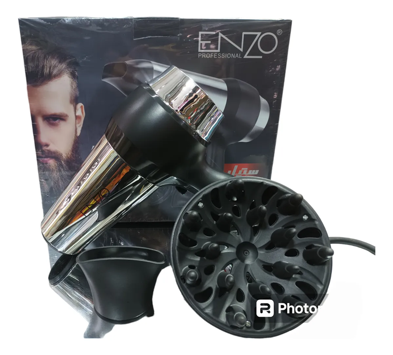ENZO EN-8896 High-Power Hair Dryer (8000 Watts, Black and Silver)