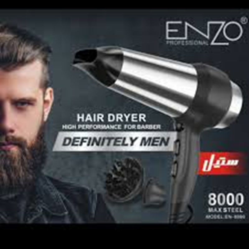 ENZO EN-8896 High-Power Hair Dryer (8000 Watts, Black and Silver)