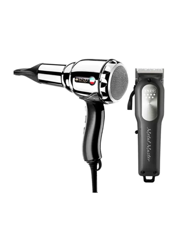 ENZO-EN-3019 Professional Hair Dryer + Shaver Metal Salon-Grade Hair Dryer Set
