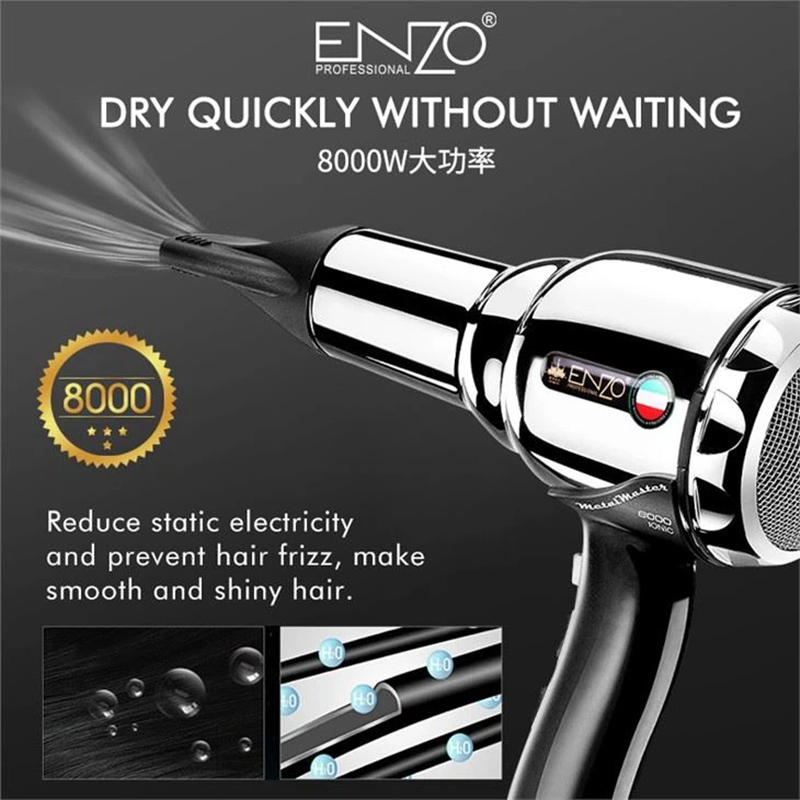 ENZO-EN-3019 Professional Hair Dryer + Shaver Metal Salon-Grade Hair Dryer Set