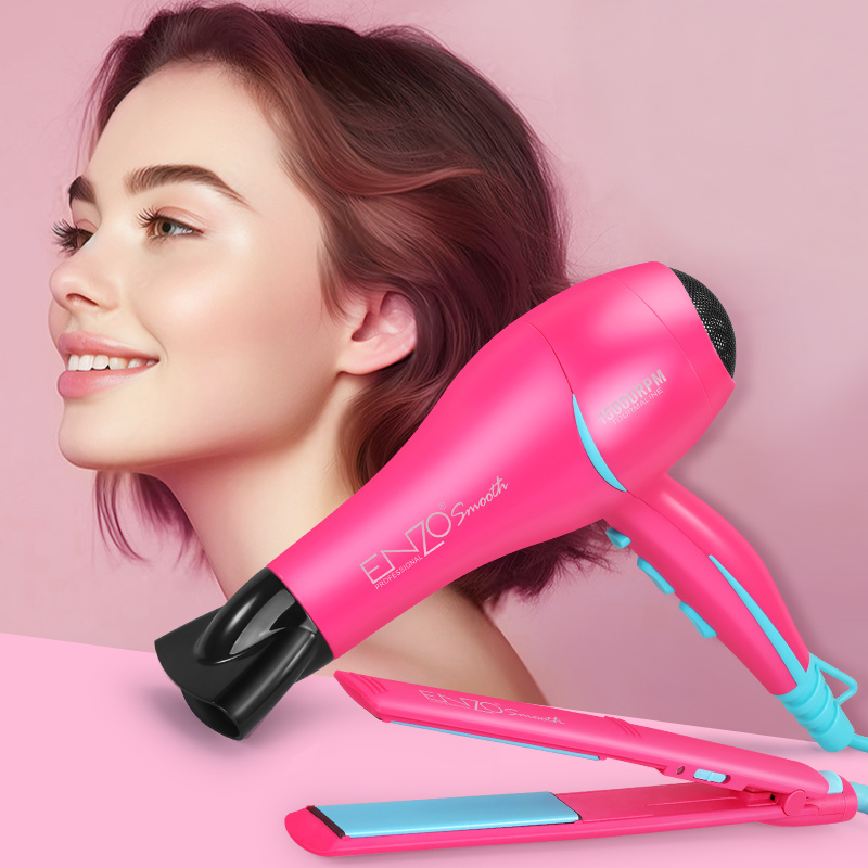 Enzo EN-8801 Bright Pink Hair Styling Set