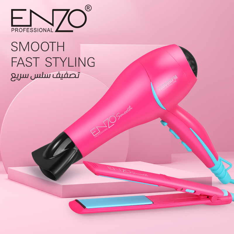 Enzo EN-8801 Bright Pink Hair Styling Set