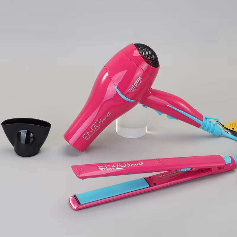 Enzo EN-8801 Bright Pink Hair Styling Set