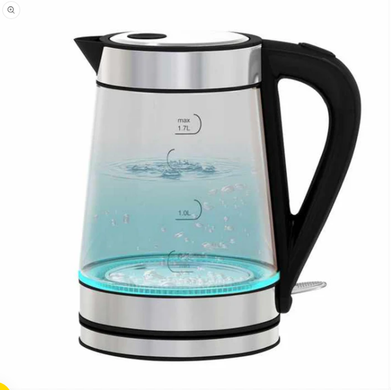 ENZO ITA-50002 Glass Stainless Steel Blue 1.7L LED Electric Kettle