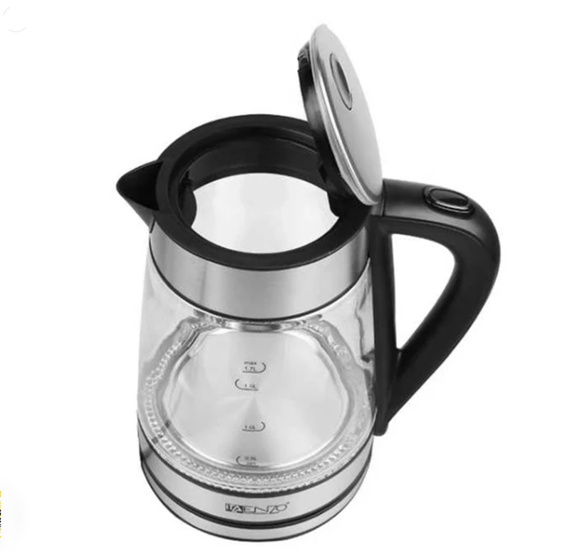 ENZO ITA-50002 Glass Stainless Steel Blue 1.7L LED Electric Kettle