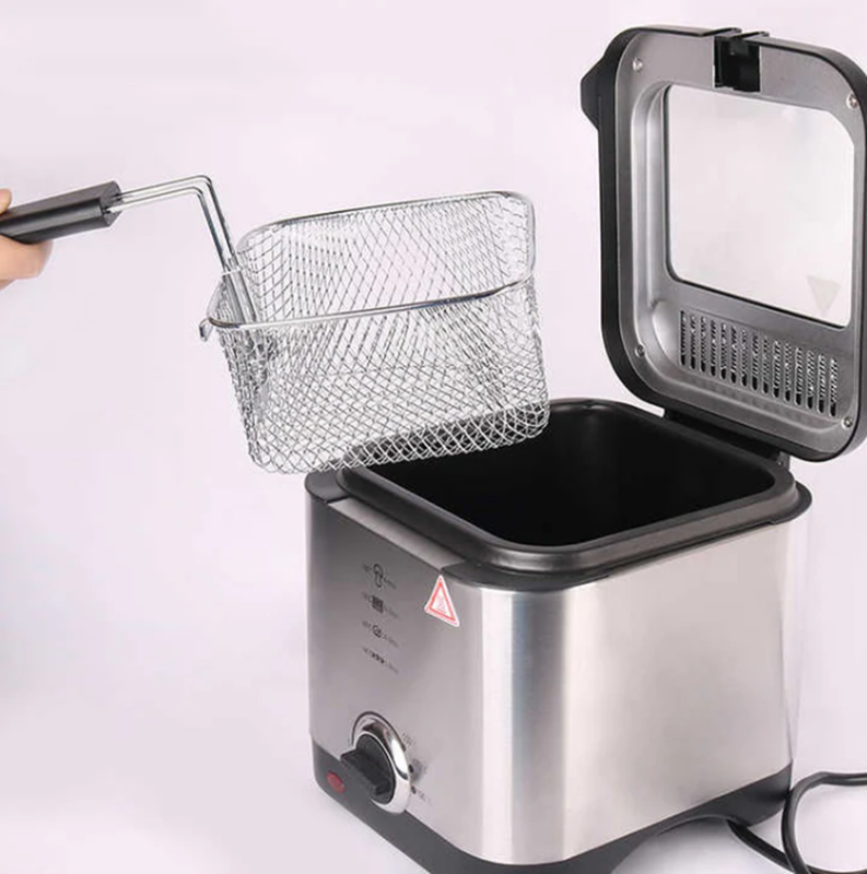 ENZO ITA-50042, 1.5L Household Kitchen Fryer with Removable Inner Pot, Stainless Steel