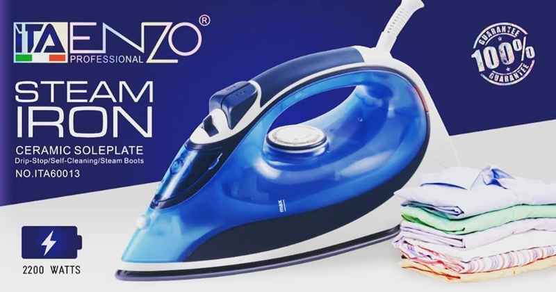 ENZO ITA-60013 Automatic Power-Off Self-Cleaning Anti-Drip Professional Electric Steam Iron