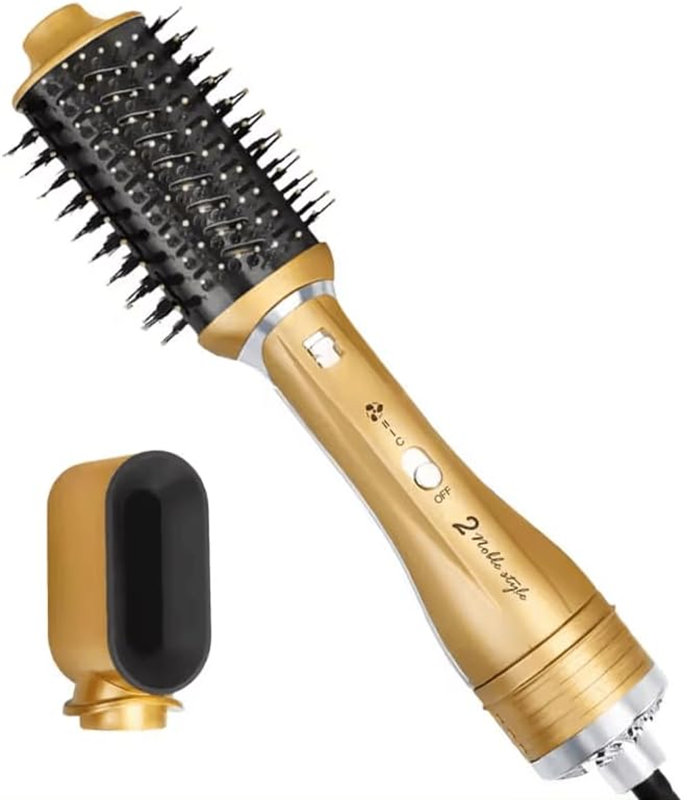 ENZO EN-751 2-in-1 Interchangeable Hair Dryer Styling Brush – Multi-functional hot air brush with detachable brush heads and negative ion technology.