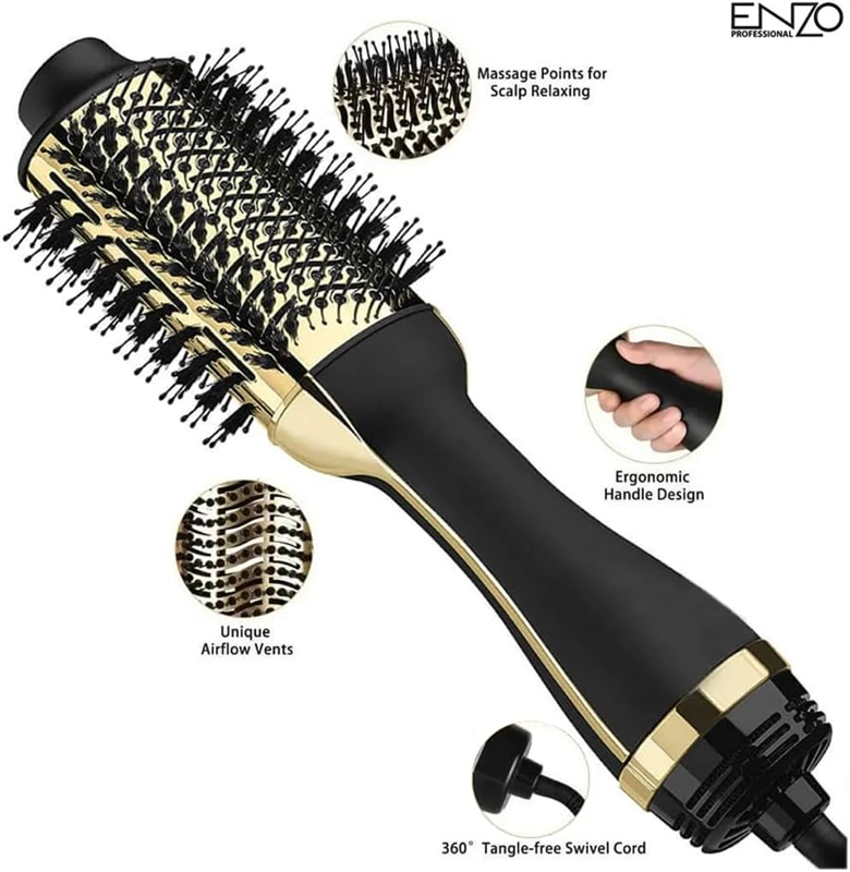 ENZO EN-4116 Electric Hair Straightener, One-Step Professional Hair Styling Comb, Hot Air Styling Comb