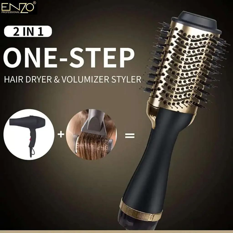ENZO EN-4116 Electric Hair Straightener, One-Step Professional Hair Styling Comb, Hot Air Styling Comb