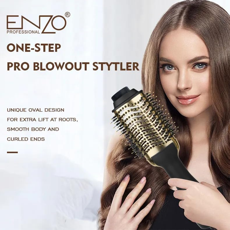 ENZO EN-4116 Electric Hair Straightener, One-Step Professional Hair Styling Comb, Hot Air Styling Comb