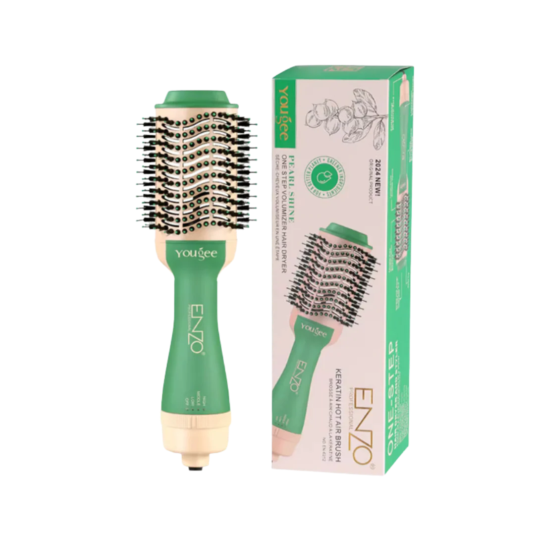 Enzo EN-6212, 3-in-1 professional rotating hot air hair dryer brush with volumizing function.