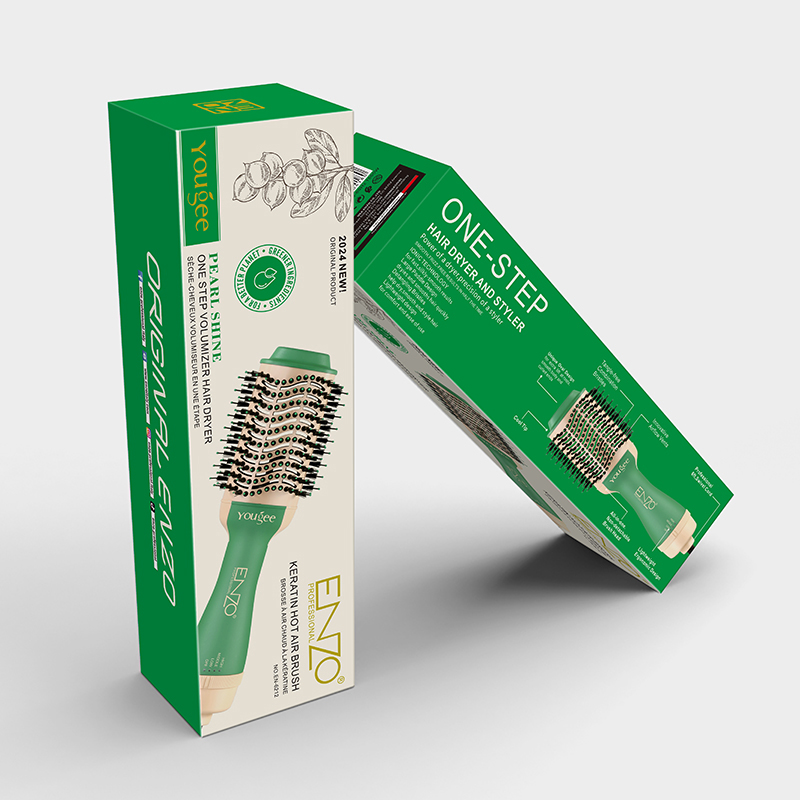 Enzo EN-6212, 3-in-1 professional rotating hot air hair dryer brush with volumizing function.