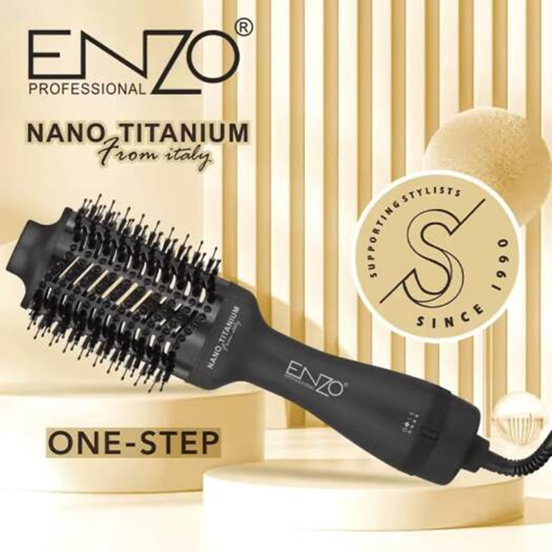 Enzo-6215 Black Titanium Volumizing Styling Comb, 2-in-1 Hair Dryer Styling Tool | Suitable for all hair types