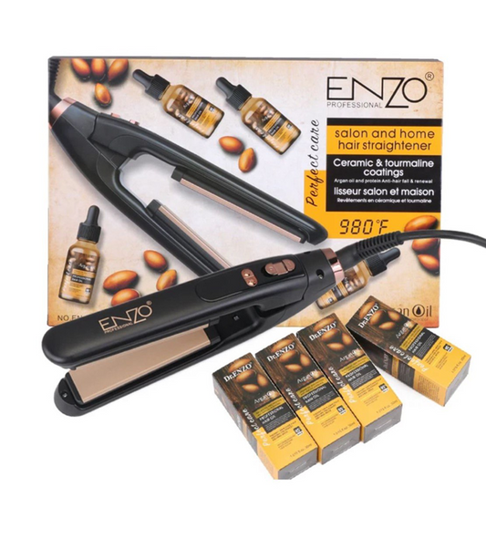 ENZO EN-3207 2-in-1 Portable Hair Straightener and Curling Iron