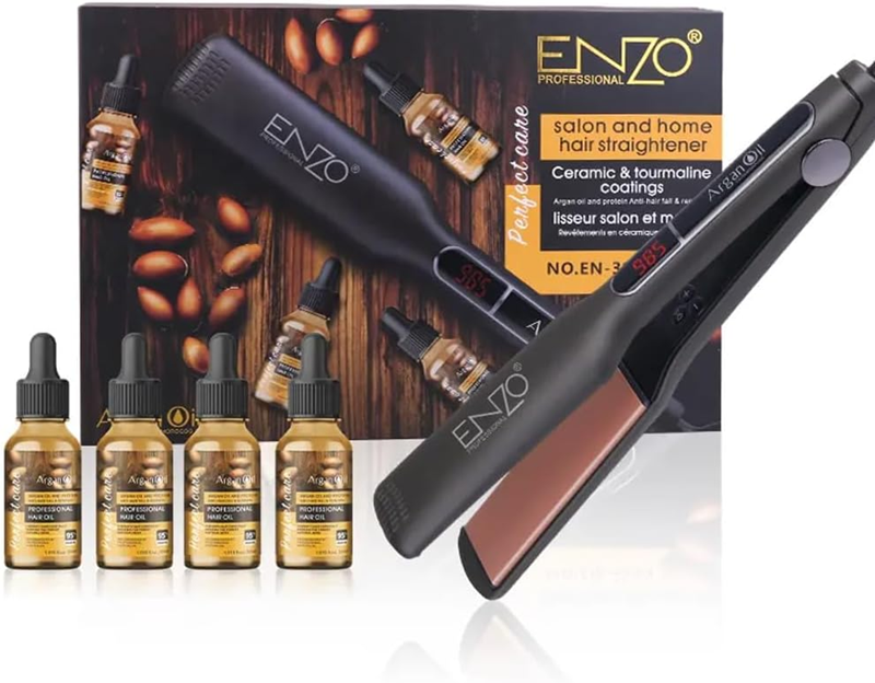 Enzo EN-3984 Professional Salon and Home Hair Straightener (with Argan Oil)